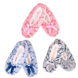 Women's Plush Star Slippers 3-Pack Bow Accent Size 7 New With Tags